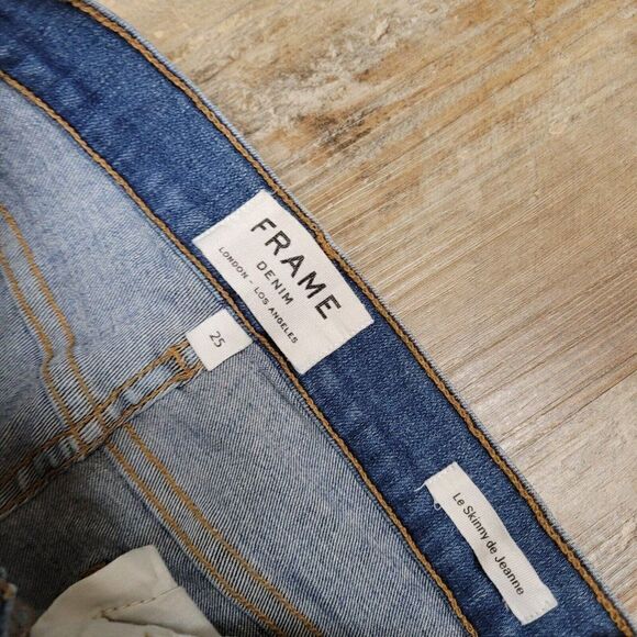 Frame Denim Le Skinny de Jeanne Jeans Distressed Blue Light‎ Wash Womens 25 - Picture 12 of 14